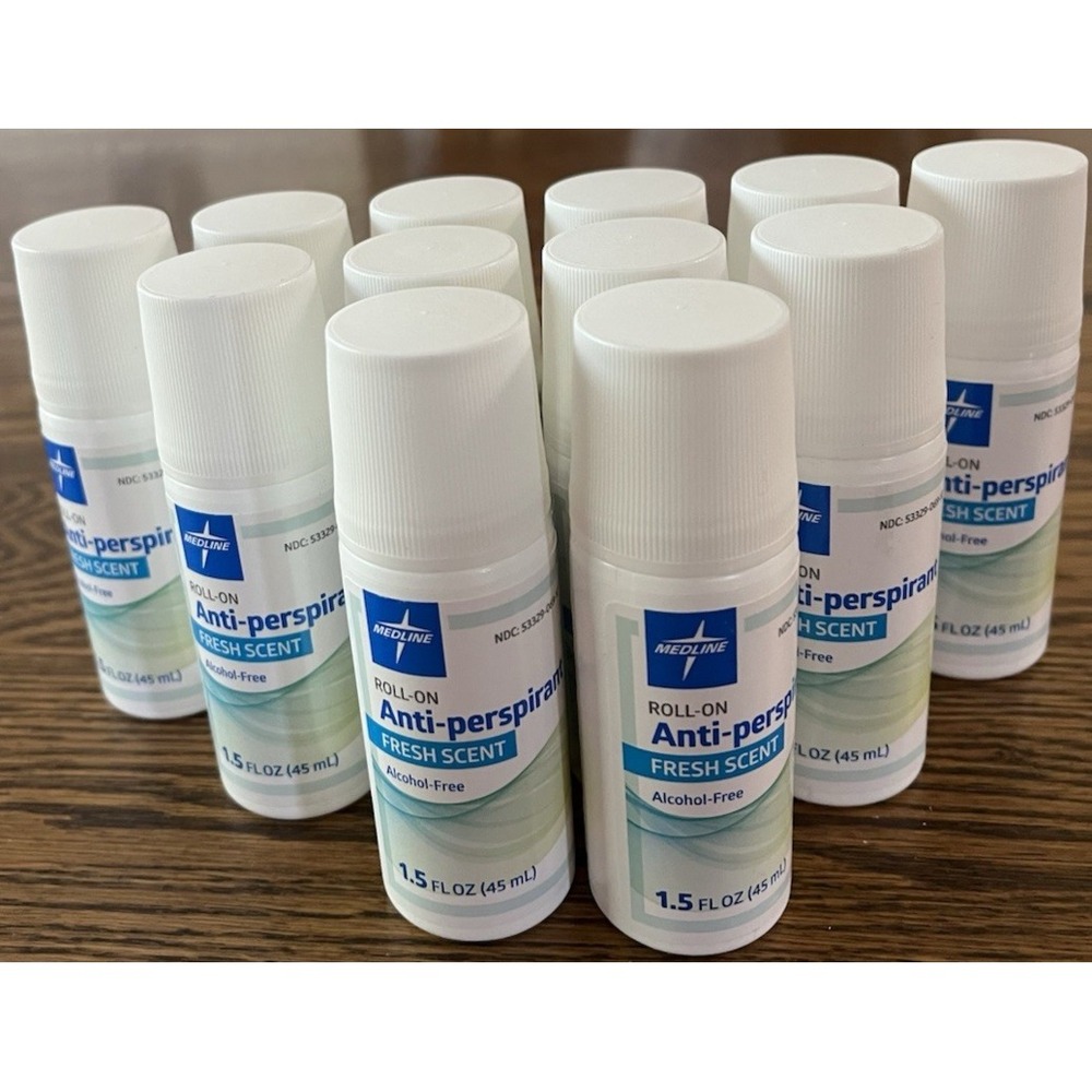 12 Medline Roll On Anti-Perspirant Fresh Scent Alcohol Free 1.5 FL OZ Exp 01/27